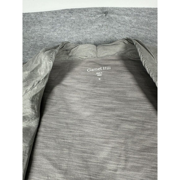 GARNET HILL cardigan Gray knit‎ cotton silk Blend ruffle M - Picture 3 of 6